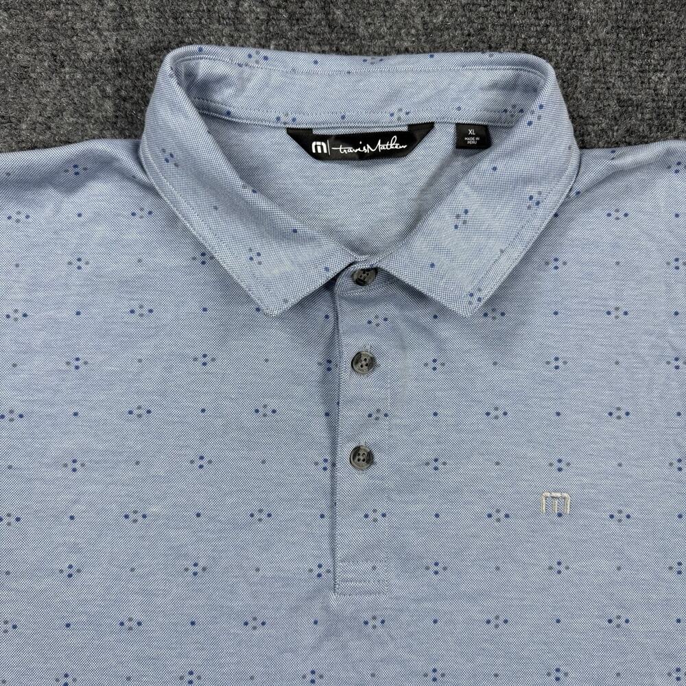 TravisMathew Men’s XL Light Blue Micro Print Golf Polo Golf Legend Embroidered - Picture 3 of 9